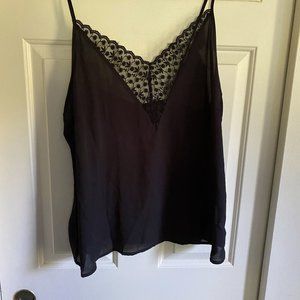 ✨ Black 2XL SHEIN Frenchy Plus Embroidery Mesh Insert Cami Top